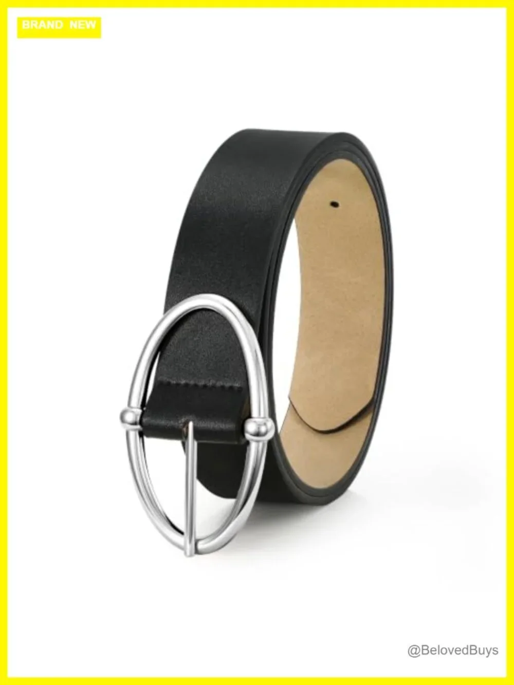 Women's Faux Leather Belt with Sleek Oval Buckle